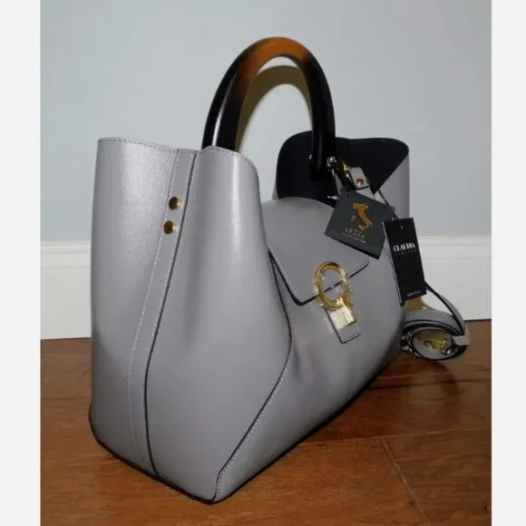 CLAUDIA FIRENZE Gray Leather Totes.  Made in Italy - Picture 4 of 5